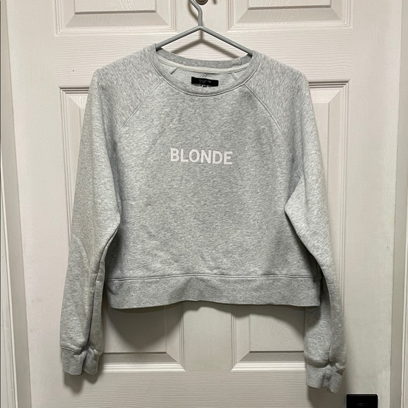 Brunette The Label Tops - Brunette The Label | Gray | Cropped | CrewNeck | Blonde |Sweatshirt | Size L/XL